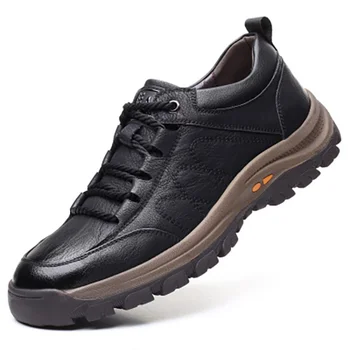 Мужская Повседневная обувь из Искусственной кожи, Осенне-зимние Кроссовки на платформе со шнуровкой, Мужская обувь Для путешествий, Походная обувь, Мужские кроссовки в Британском стиле 5
