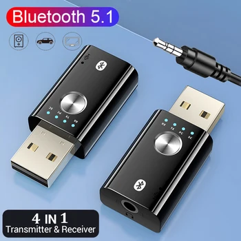 Мини 4 в 1 USB Bluetooth 5.1 Передатчик приемник Режим звуковой карты 3,5 мм AUX HiFi Аудио Беспроводной аудиоадаптер Питание от USB