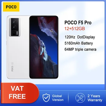Глобальная версия POCO F5 Pro Snapdragon 8 + Gen 1 Восьмиядерный Процессор WQHD + 120 Гц AMOLED DotDisplay 30 Вт Беспроводная Быстрая Зарядка NFC
