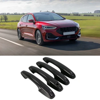 4шт Отделка рамы ручки боковой двери автомобиля из углеродного волокна снаружи с умным отверстием для Ford Focus 2019 2020 2021 2022 1