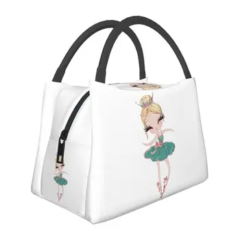 Балерина в мультяшном стиле, Изолированные сумки для ланча для женщин, Сменный термохолодильник для балерины, Ланч-бокс для рабочего пикника