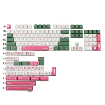 Изготовленная на Заказ Красно-Зеленая Механическая Клавиатура Cat Keycap PBT Keycap С Вишневым Профилем, Окрашенная Подложкой ISO Enter 1.75u 2u Комплекты Переключения Передач Для MX Switch 1