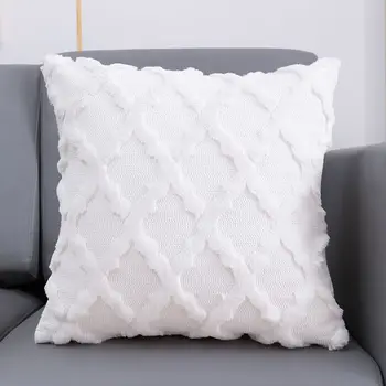 Плотный высококачественный декоративный наволочка для дивана в гостиной Декоративная наволочка Белый серый Модные плюшевые меховые чехлы для подушек