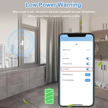 AUBESS Tuya Zigbee WiFi Smart Door Window Sensor Детектор сигнализации Магнитная Независимая система домашней безопасности Работает с Alexa Google Home 2