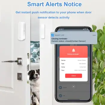 AUBESS Tuya Zigbee WiFi Smart Door Window Sensor Детектор сигнализации Магнитная Независимая система домашней безопасности Работает с Alexa Google Home 3