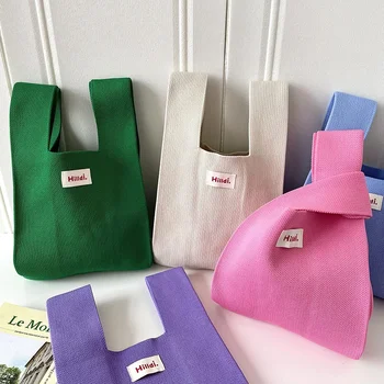 Корейская версия нишевой дизайнерской вязаной сумочки для рук, у студентов развито чувство однотонности, Простая женская сумочка на запястье