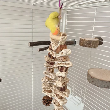 42-сантиметровая игрушка для жевания птиц, устойчивая к укусам, Обучающая Разрывающая Игрушка, зоотовары, аксессуары для клеток для маленьких средних птиц