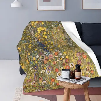 Одеяла Gustav Klimt из флиса Garden Flower Spring, легкие Тонкие пледы для кровати, одеяло для спальни 0