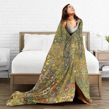 Одеяла Gustav Klimt из флиса Garden Flower Spring, легкие Тонкие пледы для кровати, одеяло для спальни 2