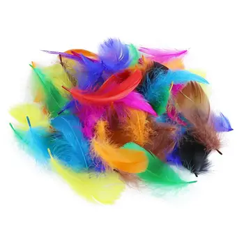 100 шт./лот, разноцветные гусиные перья 8-12 см, натуральные гусиные перья для поделок, украшения для свадебной вечеринки, Плюмаж Оптом