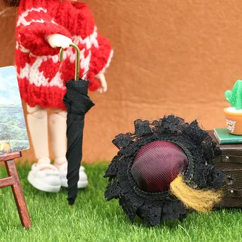 Кукольный домик 1: 12, Мини-черный зонтик, шляпа, набор миниатюрных предметов, дорожный набор, аксессуары для кукольного дома OB11, Украшение крыльца, игрушки для кукол BJD 4