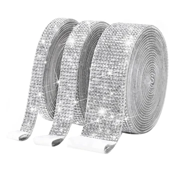 3 рулона самоклеящейся ленты со стразами и бриллиантами, Блестящие алмазные наклейки, Рулонная упаковка со стразами 2 мм, прочный