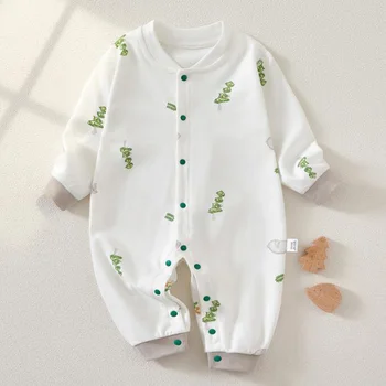 Комбинезон для маленьких девочек с длинным рукавом, хлопковая весенне-осенняя одежда для новорожденных, боди для новорожденных на 1 день рождения