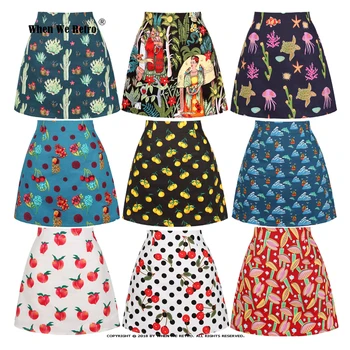 Рекламная хлопковая винтажная юбка Трапециевидной формы с цветочным принтом в горошек, юбки длиной до колен 50-60-х годов, тонкая женская юбка с высокой талией, VD0020