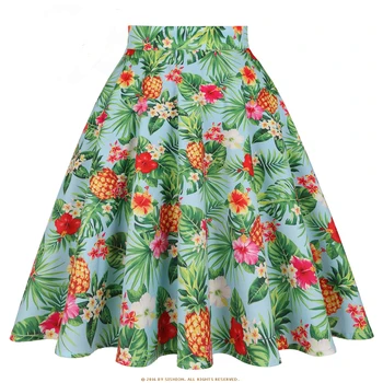 Рекламная хлопковая винтажная юбка Трапециевидной формы с цветочным принтом в горошек, юбки длиной до колен 50-60-х годов, тонкая женская юбка с высокой талией, VD0020 1