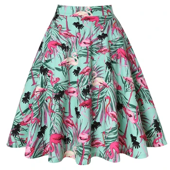 Рекламная хлопковая винтажная юбка Трапециевидной формы с цветочным принтом в горошек, юбки длиной до колен 50-60-х годов, тонкая женская юбка с высокой талией, VD0020 3