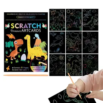 Набор для рисования на бумаге Rainbow Scratch для детей, 9 листов двусторонней бумаги для рисования без запаха