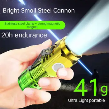 Уличное оборудование Маленький фонарик с зажимом для ручки Заряжаемый светодиодный Fla Магнитный фонарик Освещение Супер Портативный Ночной поход Светодиодный
