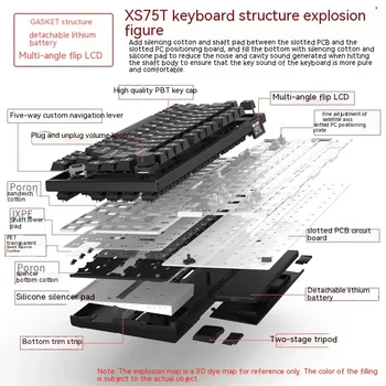 Привет, механическая клавиатура GANSS XS75T, Откидной экран, Многофункциональная ручка, игровая клавиатура, Трехрежимная RGB-навигация, Перекидной геймер 5