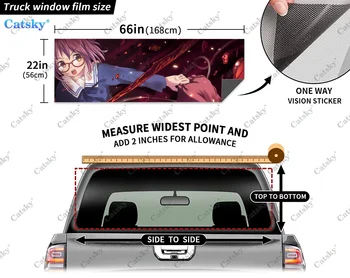 Mirai Kuriyama Наклейки на заднее стекло для грузовика, наклейка на окно пикапа, графические перфорированные виниловые наклейки на грузовик с оттенком заднего стекла 4