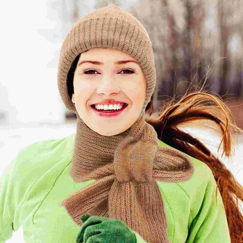 Открытый шарф с капюшоном, Теплый Шарф с капюшоном для женщин, зимний Теплый модный шарф с капюшоном 5
