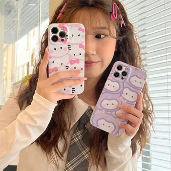 Sanrio Hello Kittys Kuromi Чехол Для Мобильного Телефона Kawaii Аниме Милый iPhone14 13 12 11 X Plus Pro Max Защитная оболочка Подарки Для Девочек Игрушка 1