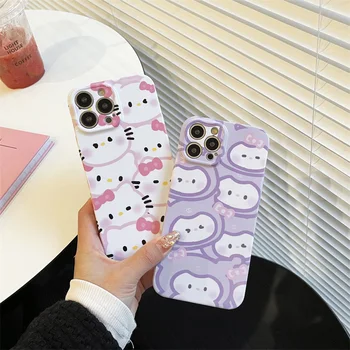 Sanrio Hello Kittys Kuromi Чехол Для Мобильного Телефона Kawaii Аниме Милый iPhone14 13 12 11 X Plus Pro Max Защитная оболочка Подарки Для Девочек Игрушка 4