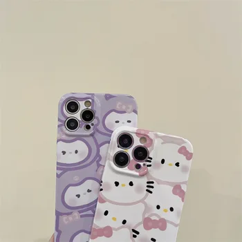 Sanrio Hello Kittys Kuromi Чехол Для Мобильного Телефона Kawaii Аниме Милый iPhone14 13 12 11 X Plus Pro Max Защитная оболочка Подарки Для Девочек Игрушка 5
