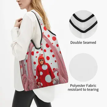Картина Яеи Кусама, многоразовые сумки для покупок, складные, весом 50 фунтов, японская художественная сумка Mystery, экологичная, долговечная 1