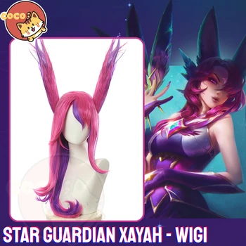 Косплей-парик Star Guardian Xayah Game LOL Косплей-парик Star Guardian Xayah Wig LOL Фиолетовый длинный косплей-парик CoCos