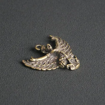 Латунный брелок с золотыми крыльями Птицы Рух Подвеска Тибетский религиозный протектор Подвеска для багажа Латунь 4
