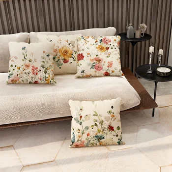 Наволочка для дивана 18X18, набор из 4 подушек в стиле фермерского дома, весенние украшения, цветочный чехол для подушки для домашнего декора 1