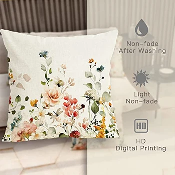 Наволочка для дивана 18X18, набор из 4 подушек в стиле фермерского дома, весенние украшения, цветочный чехол для подушки для домашнего декора 3