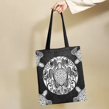 Yikeluo, черно-белая холщовая сумка в виде полинезийской черепахи, женская сумка через плечо, модная холщовая сумка для покупок, женские сумки-тоут