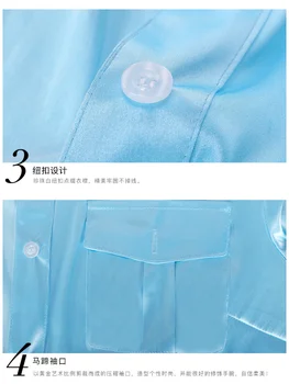 Южнокорейский костюм для собеседования со стюардессой, костюмы, глянцевая рубашка с длинными рукавами, юбка-рубашка с короткими рукавами, Синий фартук 5