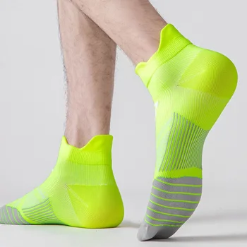 Мужские Спортивные носки на лодыжках, Хлопчатобумажные Спортивные Носки для бега, Дышащие Модные Носки для фитнеса с глубоким вырезом 1