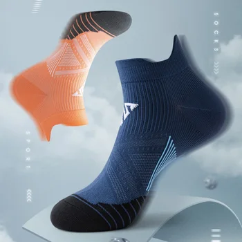Мужские Спортивные носки на лодыжках, Хлопчатобумажные Спортивные Носки для бега, Дышащие Модные Носки для фитнеса с глубоким вырезом 2