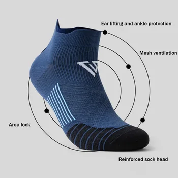 Мужские Спортивные носки на лодыжках, Хлопчатобумажные Спортивные Носки для бега, Дышащие Модные Носки для фитнеса с глубоким вырезом 3