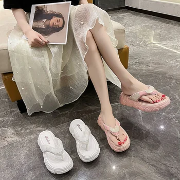 Женские тапочки, Летние вьетнамки 2022 года, Однотонная Легкая Удобная обувь, женские домашние тапочки для отдыха Zapato Muje 5