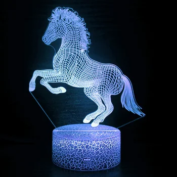 Ночная лошадь 3D иллюзия светодиодная настольная лампа Декор Ночник Украшения для спальни День рождения Рождественские игрушки Подарки для детей мальчиков девочек