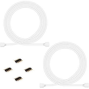 2 упаковки Удлинительного кабеля RGB длиной 2 м, разъем для светодиодной ленты с 4 штекерными 4-контактными разъемами для светодиодной ленты RGB 5050 3528