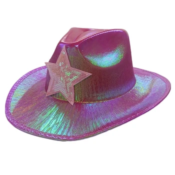 Модная Ковбойская шляпа с большими полями, Шляпа для ночного клуба, Женская Шляпа для взрослых, аксессуары для головы 1