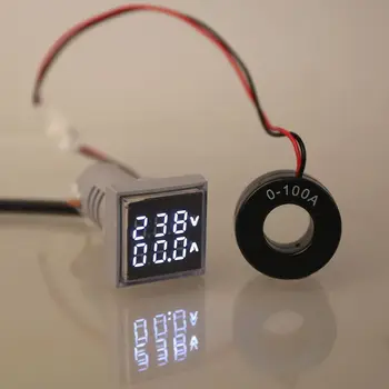 Квадратный светодиодный цифровой вольтметр Амперметр с подсветкой тока комбинированный