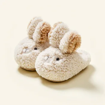 Детские хлопчатобумажные тапочки с плюшевым утолщенным милым кроликом, детские тапочки для мальчиков и девочек, домашняя обувь, детские тапочки, домашняя обувь 3