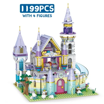 Серия HUIQIBAO Friend Princess Dream Castle, строительный блок для девочек, набор строительных кирпичей для дома, города, Детская игрушка для детей 4