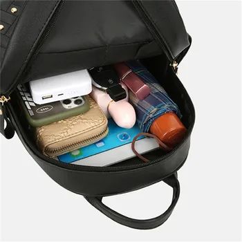 Новые дизайнерские рюкзаки, женские кожаные рюкзаки, женская школьная сумка для девочек-подростков, дорожная сумка в стиле ретро с заклепками, сумка с несколькими карманами. 5