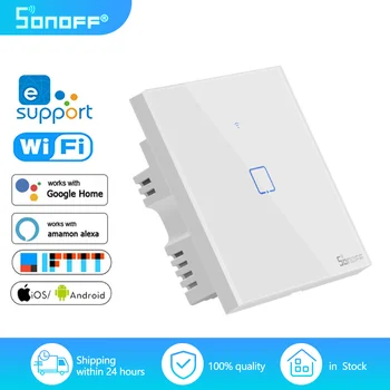 SONOFF T0 EU Smart WiFi Switch 1/2 / 3Gang Настенные Сенсорные Выключатели Света eWeLink APP Control Работает С Alexa Google Home