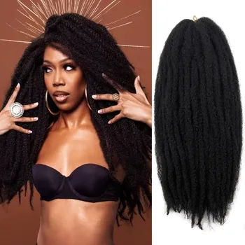 3 шт. Плетеные волосы Marley Twist, связанные крючком, Африканские Вьющиеся Синтетические Кубинские волосы Twist Marley для наращивания плетеных прядей, плетение