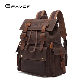 Высококачественный дизайнерский открытый водонепроницаемый вощеный холст с кожаной отделкой рюкзак для ноутбука back pack винтажный рюкзак bagpack