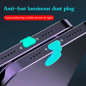 Защитная пленка для телефона Micro Usb, Светящаяся защита от пыли, Заглушка для iphone 14 pro, Аксессуары, Резиновые заглушки Типа c, Бытовая электроника